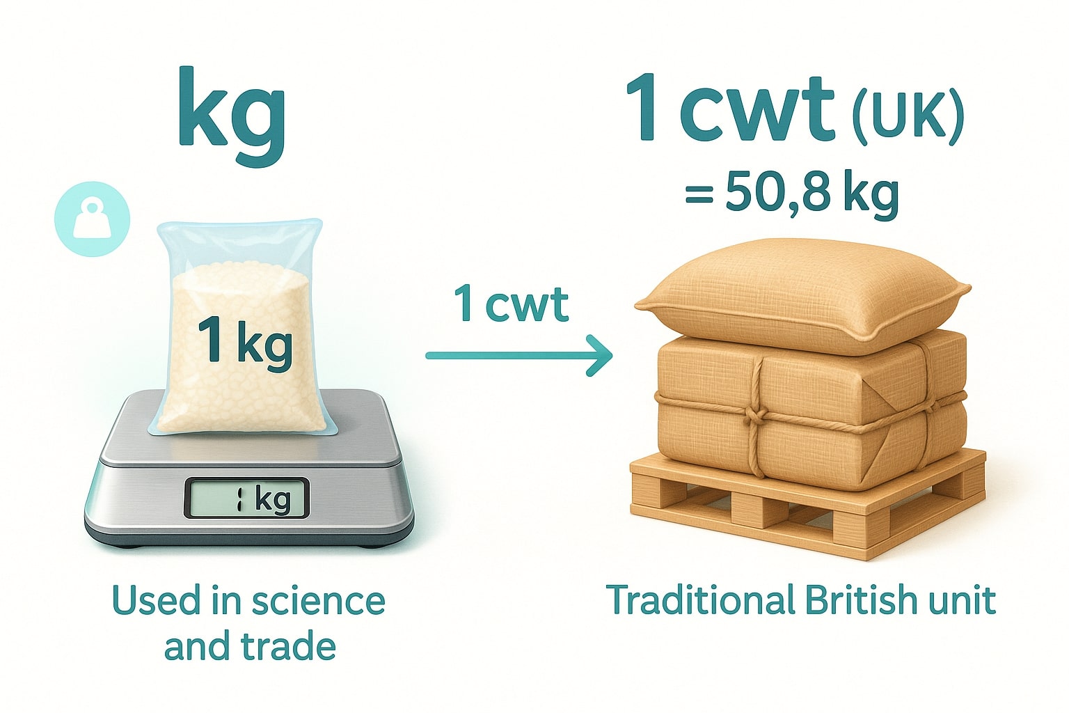 Kilograms to Hundredweights (UK) Converter