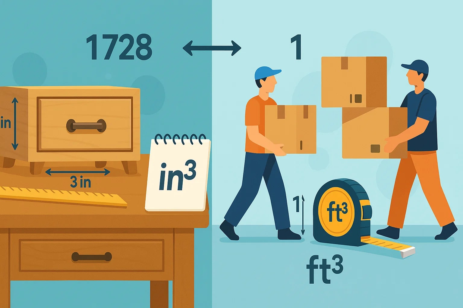 Cubic Inches to Cubic Feet Converter