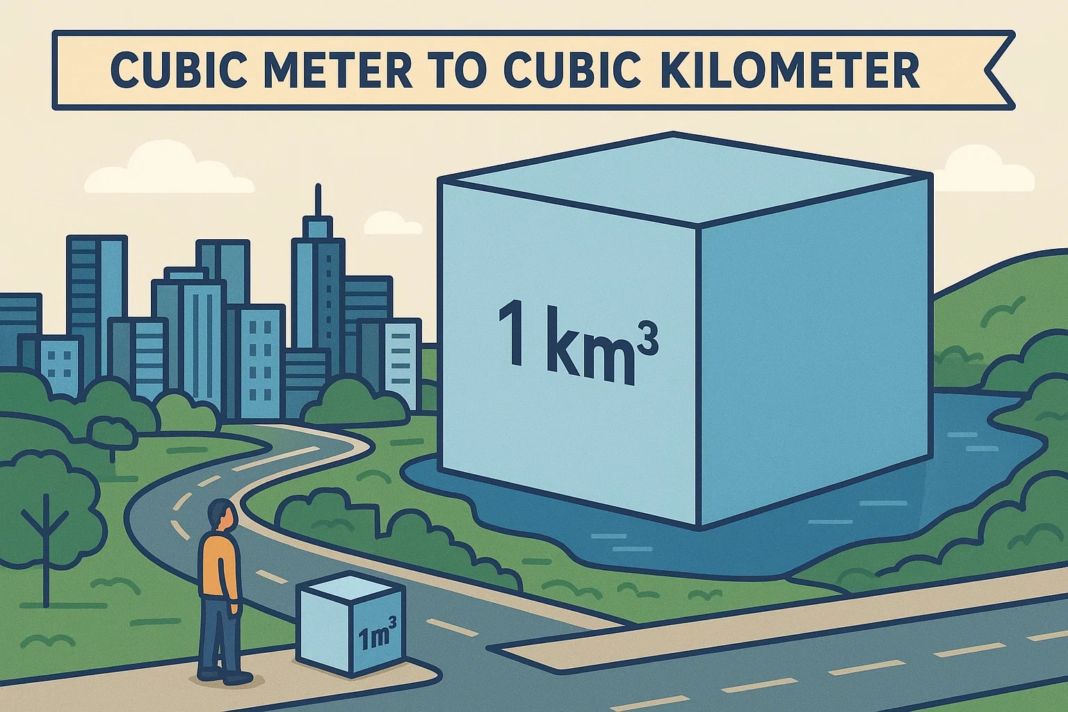 Cubic Meters to Cubic Kilometers Converter