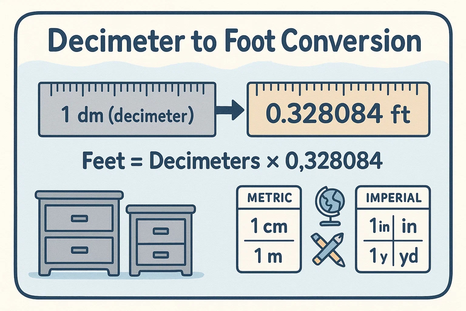 Decimeter to Foot Converter