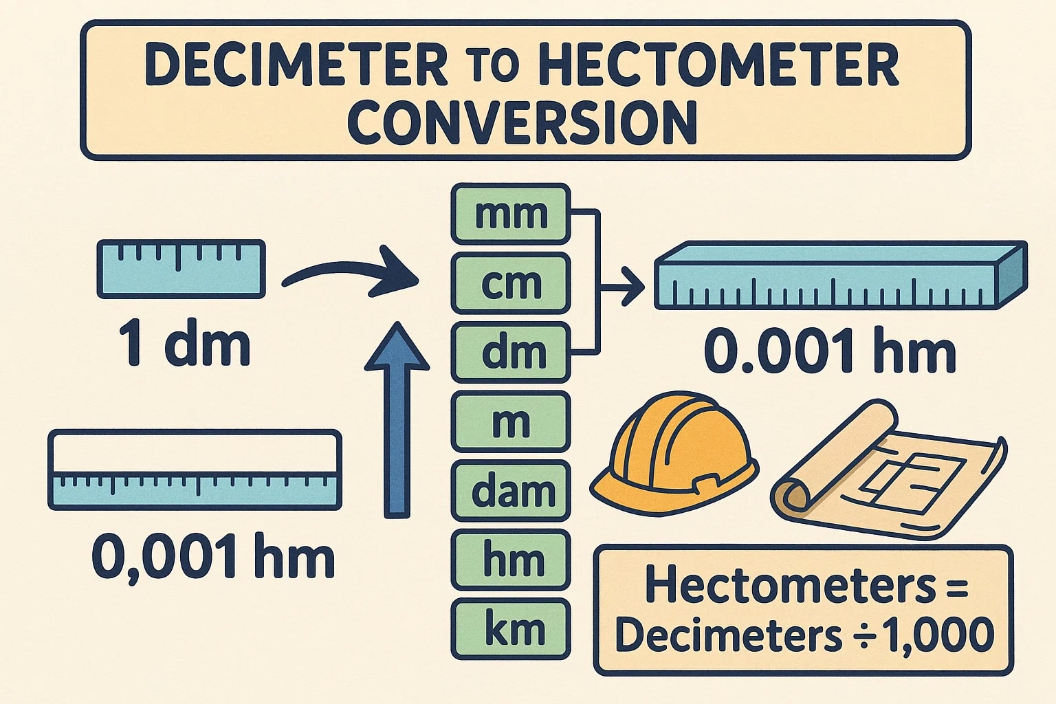Decimeter to Hectometer Converter