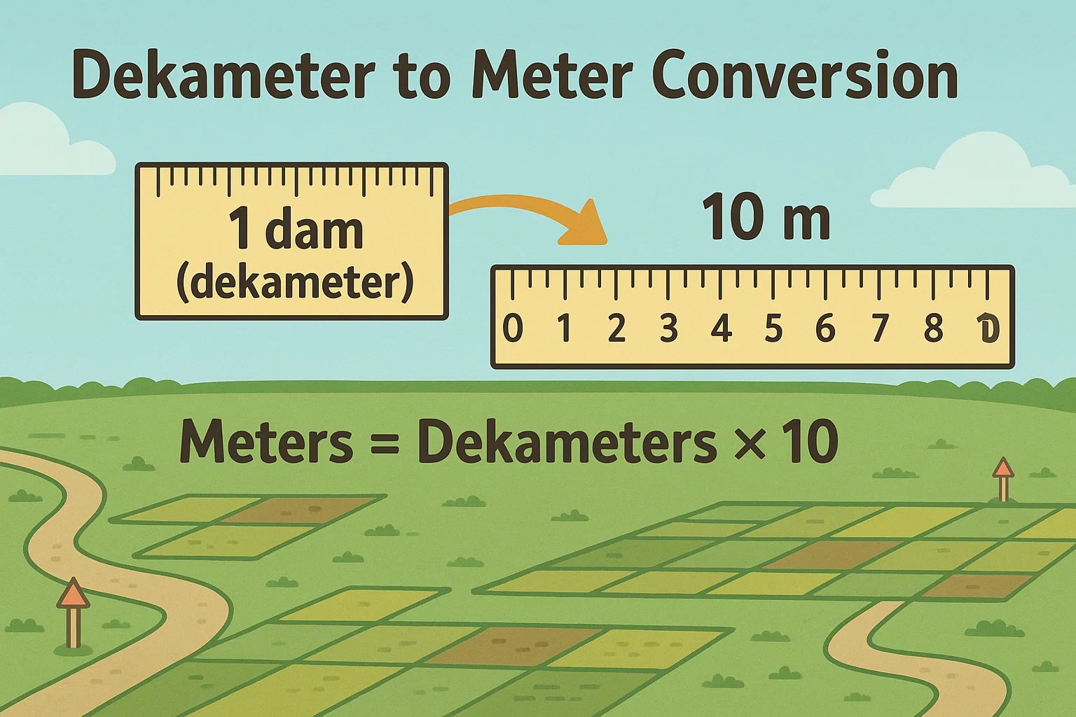 Dekameter to Meter Converter