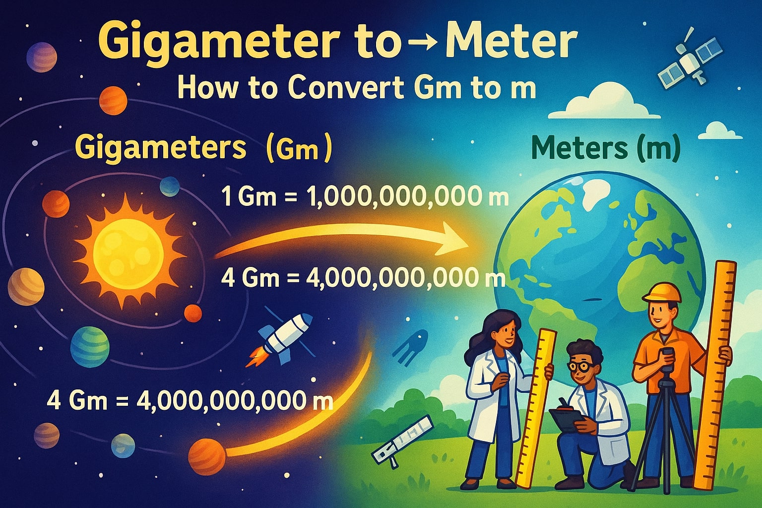 Gigameters to Meters Converter
