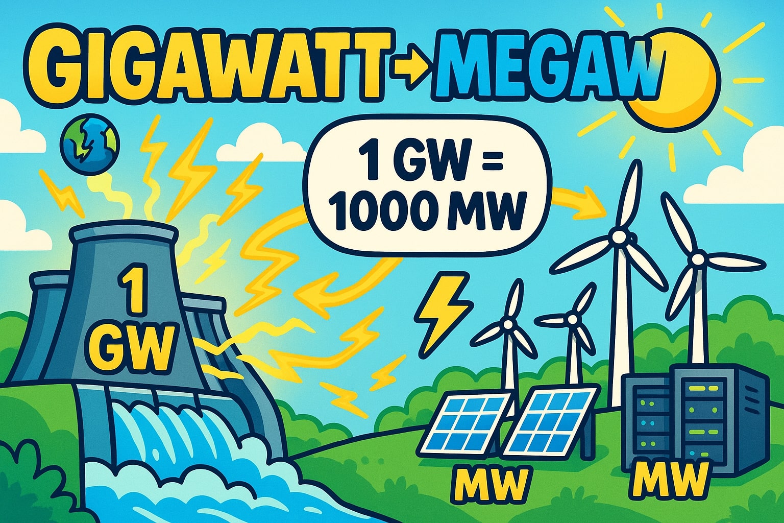 Gigawatts to Megawatts Converter