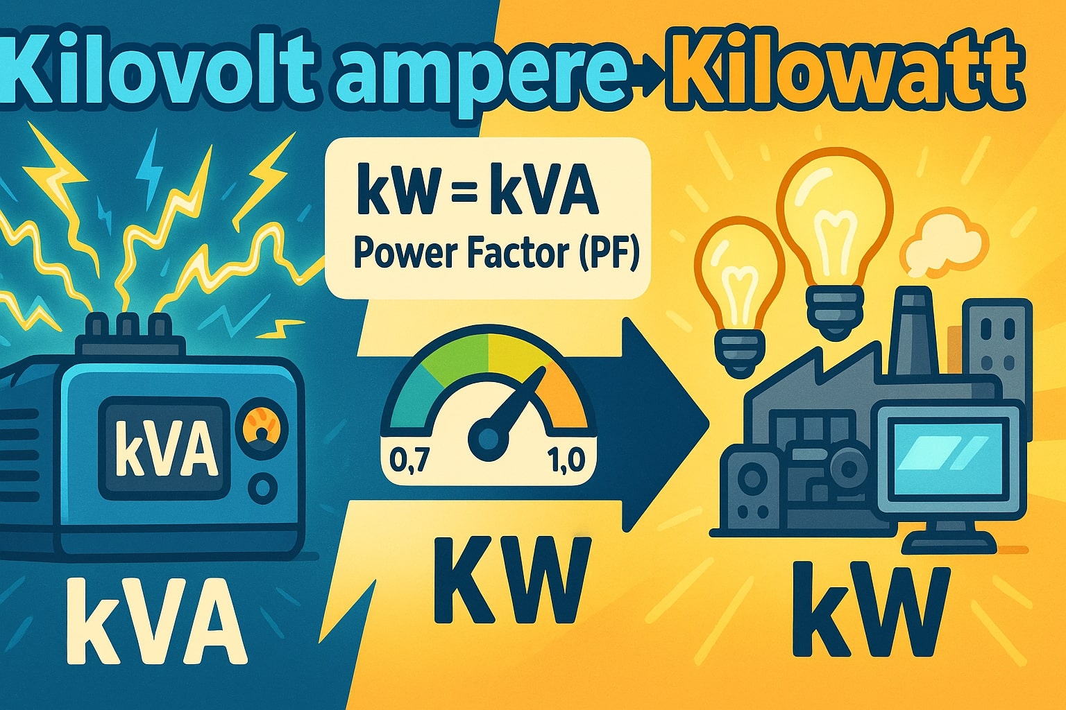 Kilovolt Amperes to Kilowatts Converter