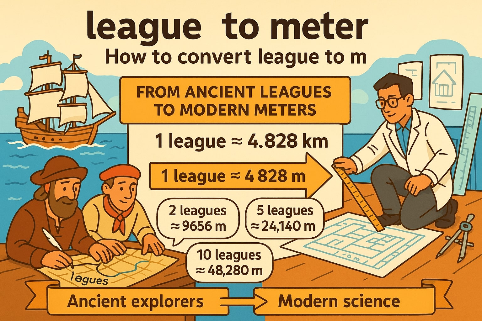 Leagues to Meters Converter