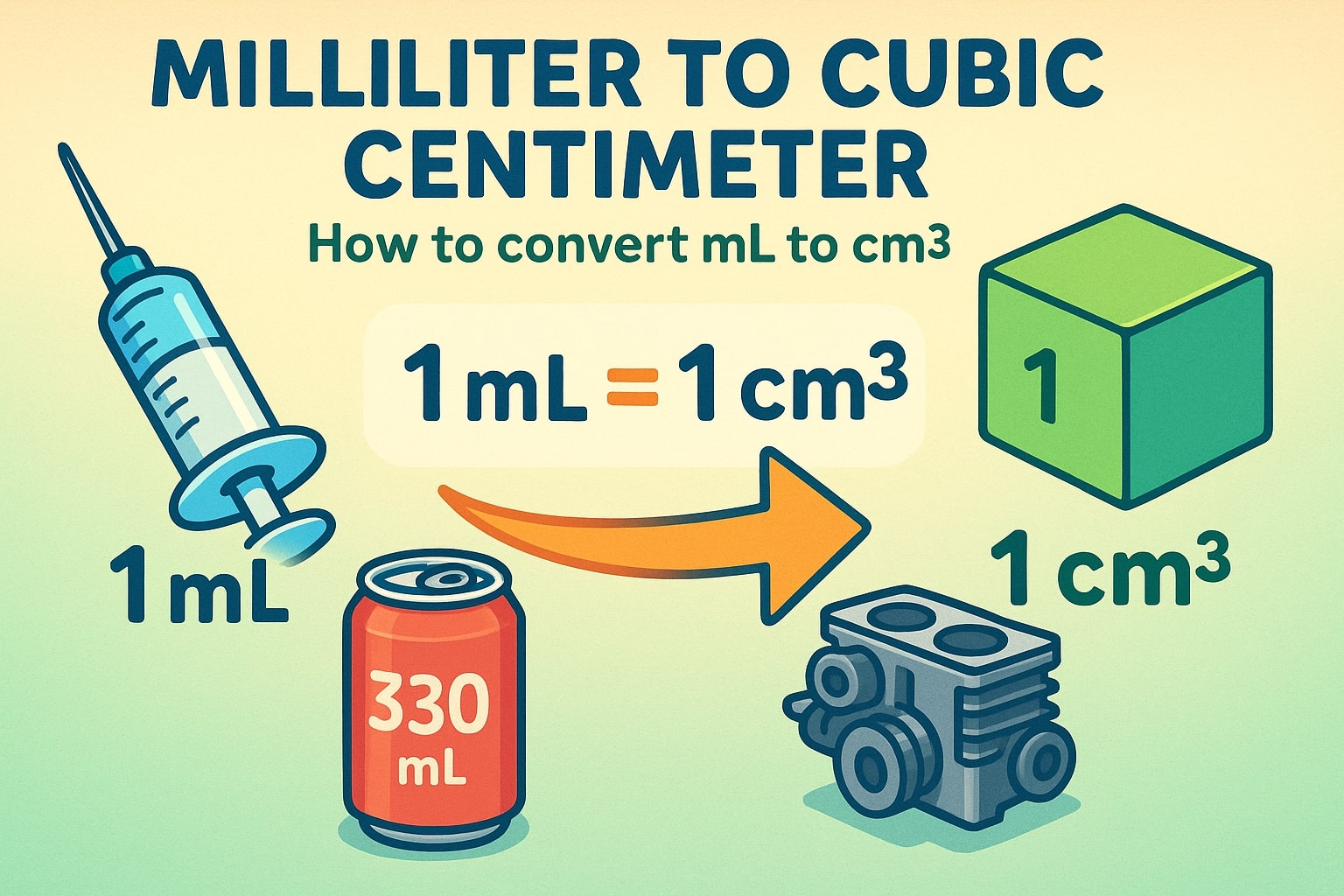 Milliliters to Cubic Centimeters Converter