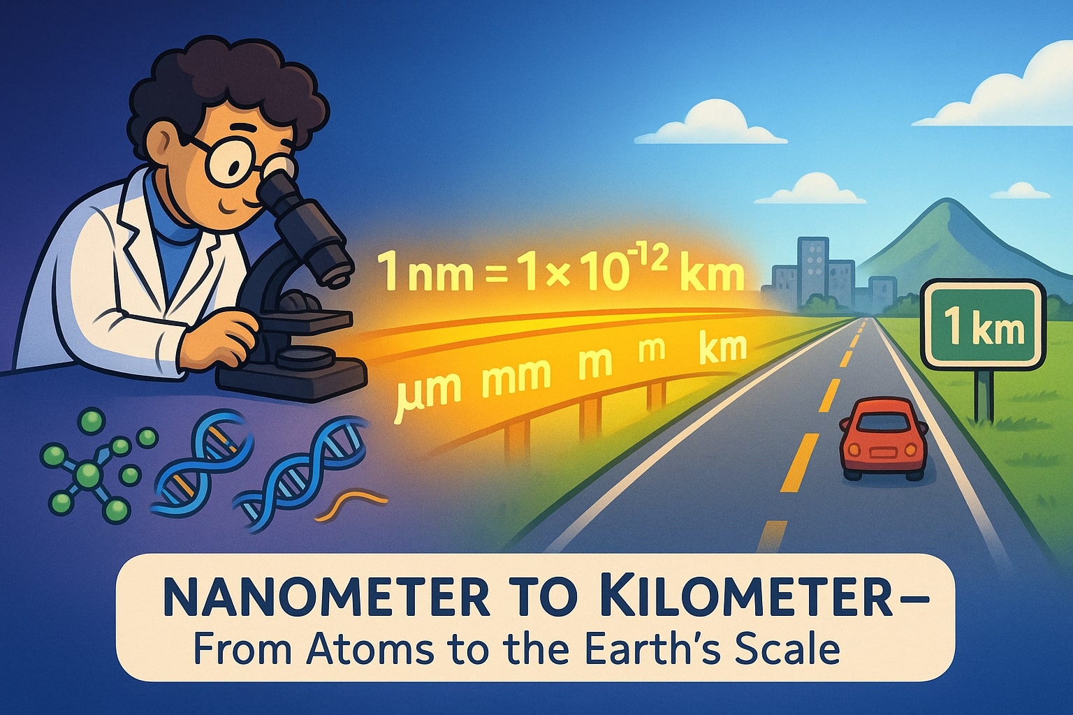  Nanometers to Kilometers Converter