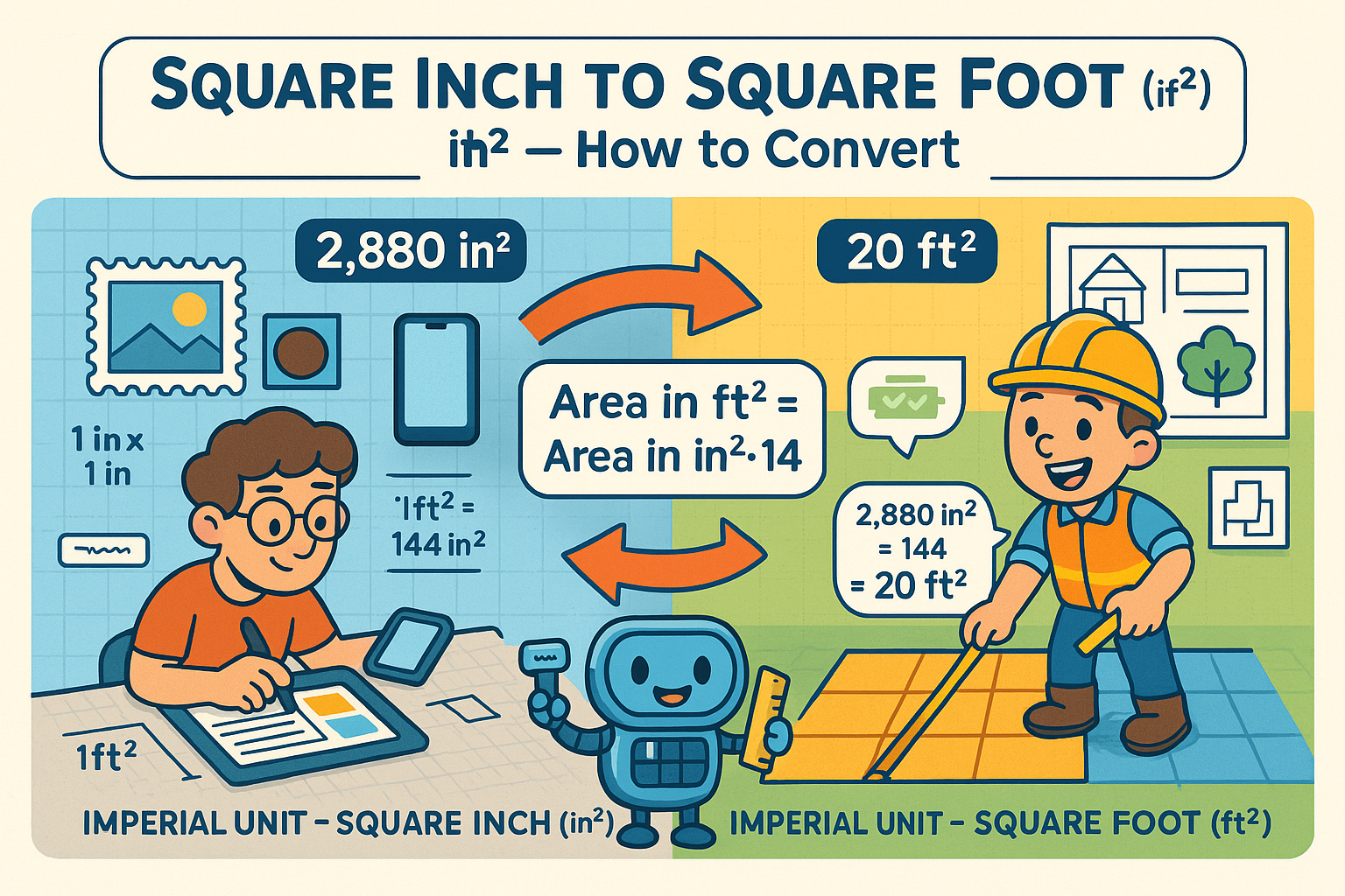 Square Inch to Square Foot Converter