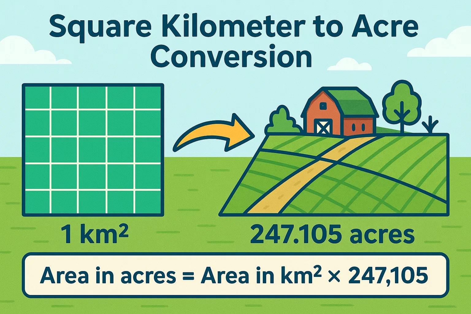 Square Kilometer to Acre Converter