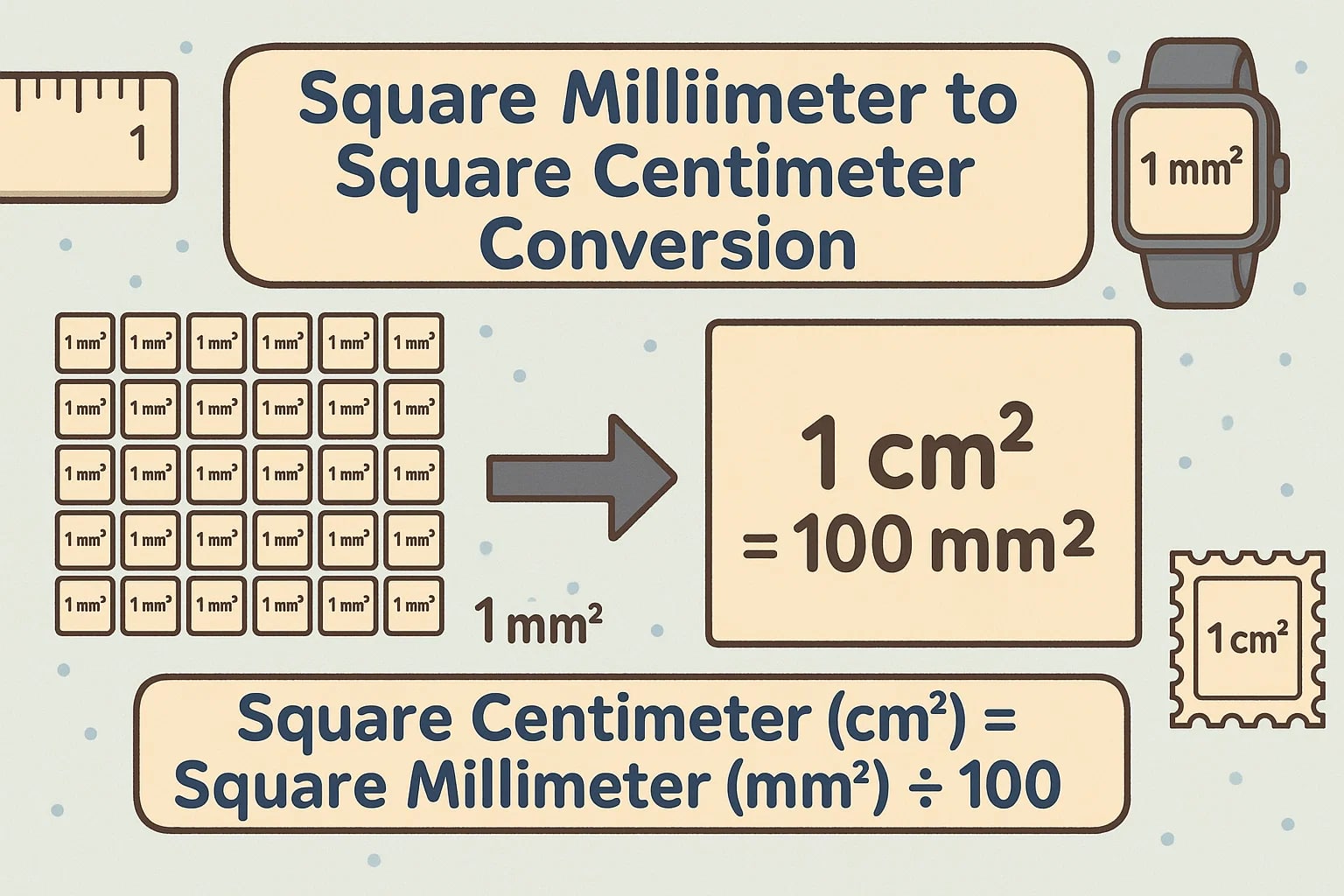 Square Millimeters to Square Centimeters Converter