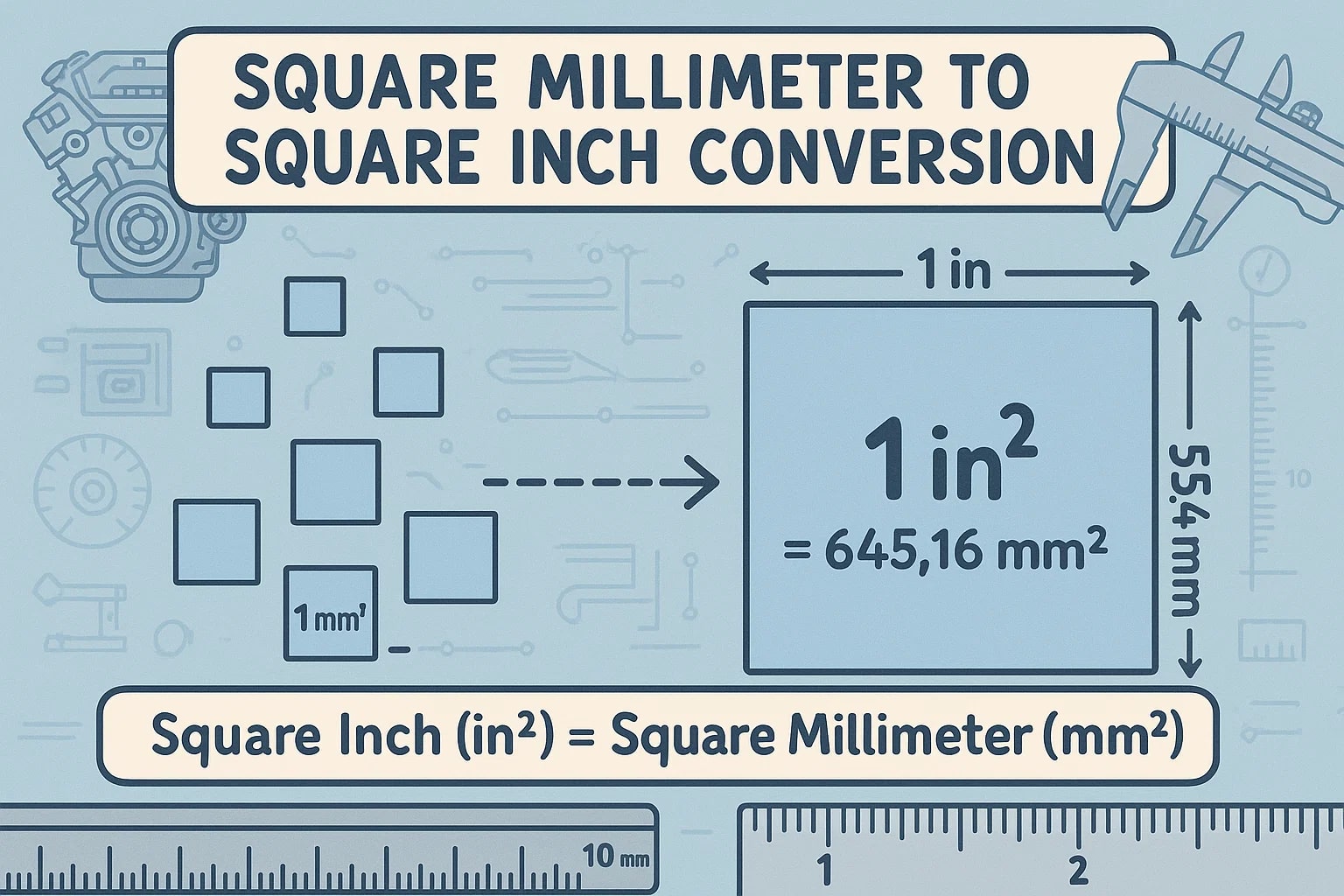 Square Millimeters to Square Inches Converter